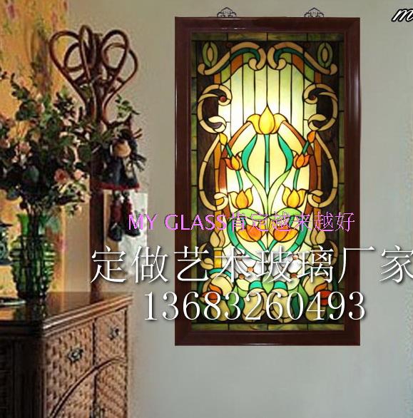 Custom art glass entrance screen translucent double-sided partition cabinet door core European modern new