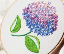 Blue and purple hydrangea-handmade embroidery material package-diy handmade class homework-embroidery embroidery stitching tutorial