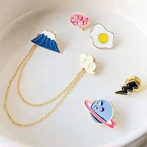Cosmos Mount Fuji planet planet planet metal omelette pin brooch cartoon badge pins ins