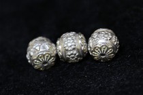 925 silver made of old Tibetan Buddhist pearl accessories Tibetan Eight precious round Pearl septul beads pair holes 1 15cm diameter 1 25cm