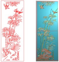 Screen Phoenix bamboo size 325*875 computer engraving figure relief map gray-scale carved JDP wired original