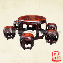 Red Wood Furniture Drum Table Laos Big Red Acid Branches Toe Yellow Sandalwood Drum Stool Round Table Casual Classical Round Table Manufacturer Direct