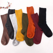Spring and summer autumn winter season heaps and socks Sox womens Korean cotton thin strips of pure color slim vertical striated retro sensual shorts Sox