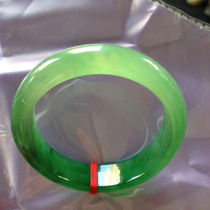 Ice jade bracelet Yang Green a goods old pit Burmese jade stone full green floating flower circle jade bracelet women Jade