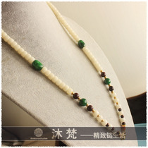 Thai Buddha brand chain natural white jade Bodhi lobular red sandalwood male and female Buddha brand chain three hanging double hanging