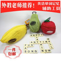 Banana apple pear Fruit storage bag English word spelling letters SOLITAIRE TOY English crossword chess pieces