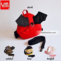 Childrens little devil bag anti-loss backpack Baby school bag Kindergarten backpack 1-3 years old traction rope shoulder bag tide