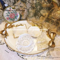 LACESHABBY European imported vintage French do old relief bow resin tray jewelry plate White