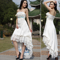 Spot star performance toast wedding host before short and back long fashion evening dress