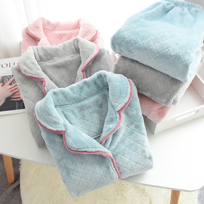 Japan-style Shirt Collar New Ensemble Set Woman Suede Autumn Winter Warm Thickened Flannel Student Long Sleeve Home Suit Suit