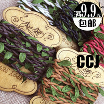 Green leaf twist rope Decorative rope Handmade DIY production woven wreath Rattan hairband material simulation leaf flower rope
