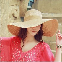 Hat female summer sun hat sunscreen straw hat foldable beach hat female big line hat beach holiday tourism sun hat