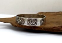 Qing Dynasty seven-open window seal Fu Lu Shouxi old silver bracelet -- fine old silver jewelry Seiko clear (4365)