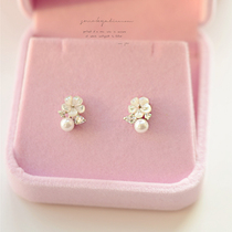 Korean jewelry small shell flower 925 silver needle without ear hole mosquito coil ear clip female birthday gift earrings 0339