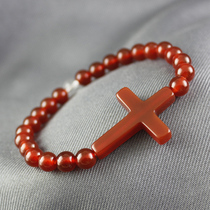 Original handmade Christmas natural red agate cross female student bracelet birthday bracelet fashion handpieces