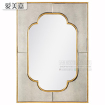 European style Chinese American bathroom mirror solid wood bathroom mirror makeup decorative mirror porch toilet mirror custom mirror