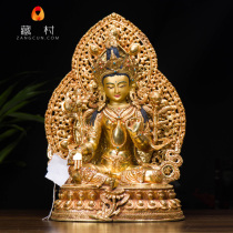 Tibetan Buddhism Mysuru Buddhist Buddhas swaying pieces Nepal pure copper full-time gold sculptures 12 inch green degree Mother Buddha statue