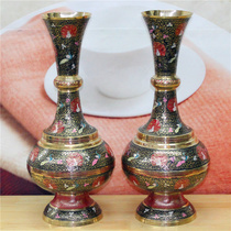 Indian handicrafts and bronzes 16-inch bronze carving collection leather ball belly bottle home decoration YT492