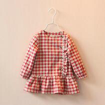 Qingkura Spring and autumn female children Baby baby Infant and American fields Garden Wind pure cotton one-piece dress Skirt Bottom Skirt long Shirt