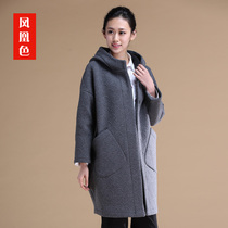 Gray woolen coat womens long Korean version 2021 autumn and winter New thick woolen coat plus velvet loose