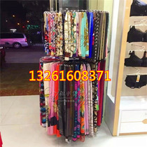 Special double-layer towel rack floor stainless steel color plating wheel rotating round bib rack scarf display rack