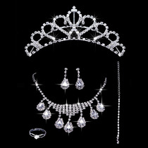 Bride four-piece set Korean wedding jewelry jewelry hair accessories necklace earrings ring bracelet wedding accessories