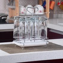 Double 12 clearance creative stainless steel drain cup holder glass hanger goblet tea rack drain tray