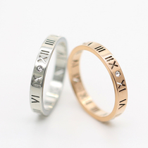 Korean 18K rose gold Roman single diamond couple ring female pair ring tail ring index finger joint ring ring ring