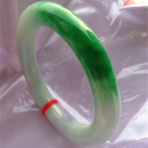Natural old pit A goods emerald bracelet spicy green round strip jade bracelet hydrated delicate pale purple belt certificate KX016