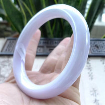 Mingkai jade 59 circle mouth delicate violet spring with colorful round strip Myanmar natural A goods jade bracelet 180416
