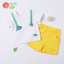 Bebeyi baby pure cotton short sleeve suit 0-6-year-old boy baby summer clothing cartoon small crocodile T-shirt two-piece set