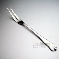  Fruit fork Fruit sign mooncake fork two teeth dessert cake fork thickened stainless steel fork foreign trade exported to South Korea