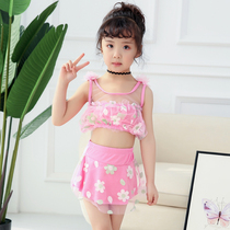 Childrens split swimsuit female child bikini princess dress conservative flat corner cute baby swimsuit 3-6 years old