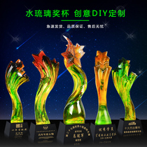 Trophy custom creative resin thumb Crystal trophy custom five-pointed star football metal trophy lettering