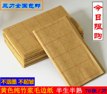 Thickened Jiajiang raw edge pure bamboo pulp rice grid 9 10 12 cm Beginner calligraphy practice Wenfang Sibao