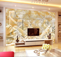 Chinese background tile three-dimensional TV background wall living room hall mural three-dimensional jade carving Great Wall modern simplicity