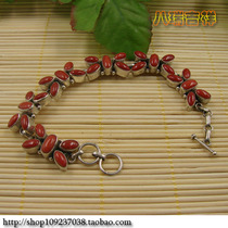 Nepali pure handmade 925 pure silver inlaid with natural jewel bracelet (butterfly)