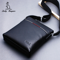 LUCKYKANGAROO mens bag shoulder bag first layer cowhide messenger bag leather mens vertical business casual bag