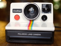 polaroid polaroid SX70 white rainbow polaroid camera red button green button