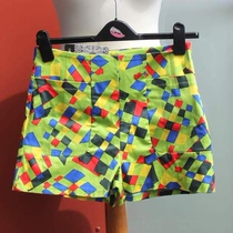 Brand New Orion London Full Cotton Colorful Green Square High Waisted Shorts British Independent Design Brands