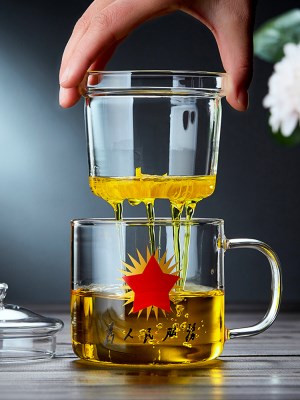 Glass Tea Cup Large Capacity With Tea O Water Separation Bubble Flower Tea Filtration to cover the cup mens home cover personal tea 