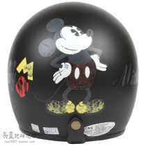 Taiwan EVO Mickey matte black Harley electric motorcycle helmet men and women sunscreen UV retro half helmet winter