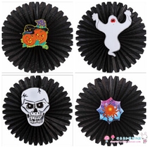 Halloween decoration pendant KTV decoration ghost festival bar ghost fan paper fan pumpkin skeleton ghost spider paper hanging ornaments