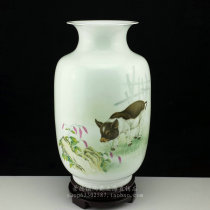 Jingdezhen ceramic masterpiece Zou Zhiqiao hand-painted pastel twelve zodiac pig dog sheep snake vase