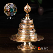 Pure copper for Manzapan Nepal handmade full gilt carved eight auspicious Mandadan Tantric practice supplies