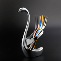 Fruit Fork Set 304 Stainless Steel Creative Cygnus Cute Fruit Signed Fruit Insert European Family Small Fork