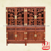 Myanmar flower pears wood carved floral Ming style bookcase big fruit purple sandalwood bookcase bookcase Red wood bookcase lockers