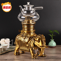 Kerosene lamp air lamp pure copper retro Chinese kung fu tea set boiled tea stove tea set home