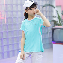 Children fast drying girls summer short sleeve quick-drying T-shirt breathable zhong da tong girl outdoor sports top childrens clothing