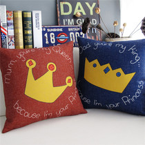 Crown Crown couple father Mothers Day gift creative cute living room thick cotton pillow sofa cushion cover Blue Red